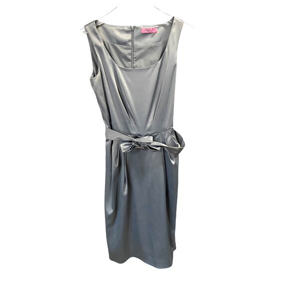Eliza J Gray Sleeveless Formal Cocktail Dress with Embellished Bow Belt Size 8 - Picture 1 of 10